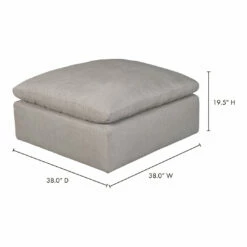 Moe's Home Collection Ottomans Terra Condo Ottoman Livesmart Fabric Light Grey