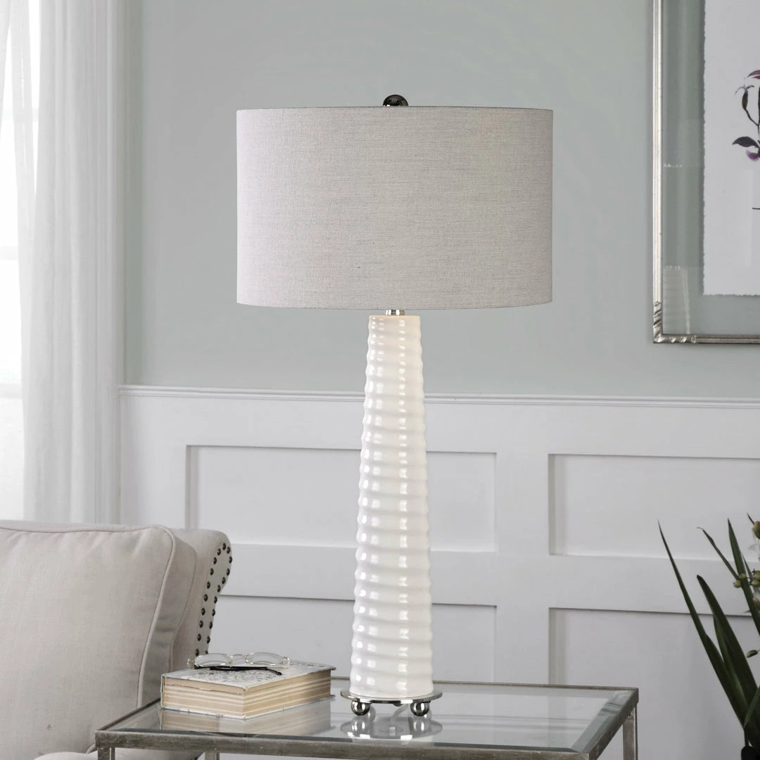 Outlet 🛒 Uttermost Mavone Gloss White Table Lamp Accessories ✔️ 4 Uttermost Mavone Gloss White Table Lamp Accessories