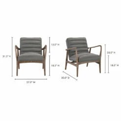 Moe's Home Collection Anderson Arm Chair Ash Grey Chairs
