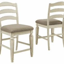 Ashley Furniture Stools Realyn - Chipped White - Upholstered Barstool (2/cn)