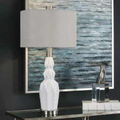 Uttermost Cabret Gloss White Ceramic Table Lamp Accessories