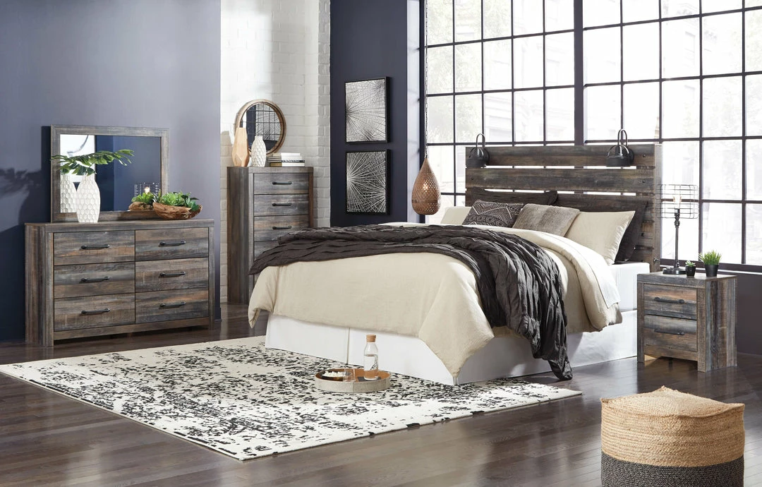 Deals 🎉 Signature Design By Ashley® Drystan - Multi - 6 Pc. - 👗 Dresser, Mirror, Chest, King Panel Headboard, Nightstand, Bed Frame 🔔 3 Signature Design By Ashley® Drystan - Multi - 6 Pc. - Dresser, Mirror, Chest, King Panel Headboard, Nightstand, Bed Frame