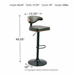 Ashley Furniture Stools Bellatier - Brown/black - Tall Uph Swivel Barstool(1/cn)
