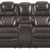 Signature Design By Ashley® Warnerton - Chocolate - Pwr Rec Loveseat/con/adj Hdrst