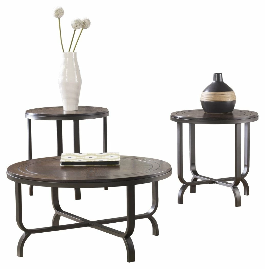 Promo 😍 Ashley Furniture Tables Ferlin - Dark Brown - Occasional Table Set (3/cn) 😀 3 Ashley Furniture Tables Ferlin - Dark Brown - Occasional Table Set (3/cn)