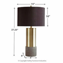 Ashley Furniture Jacek - Gray/brass Finish - Metal Table Lamp (2/cn) Accessories