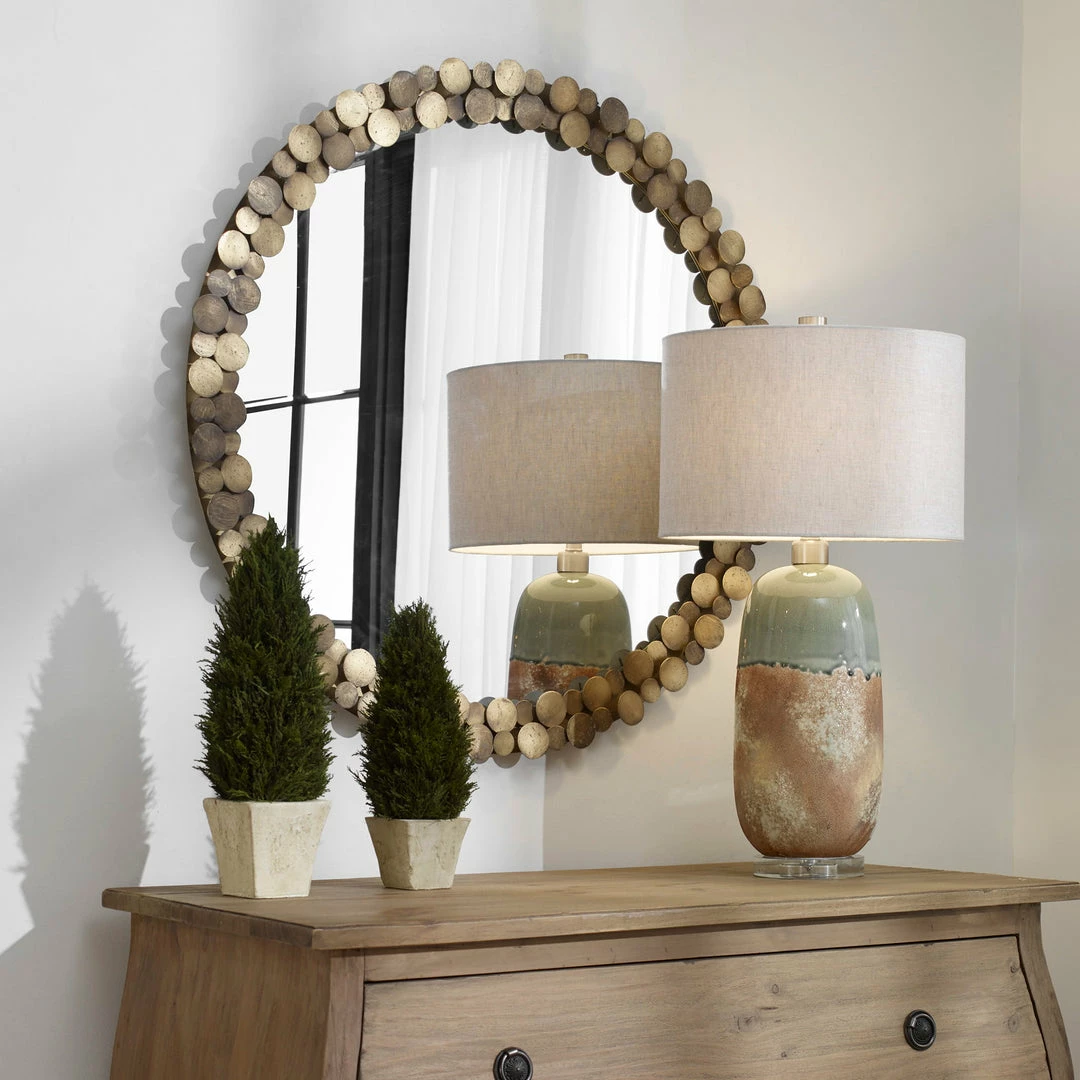 Brand new ✔️ Uttermost Dinar Round Aged Gold Mirror ⭐ 5 Uttermost Dinar Round Aged Gold Mirror