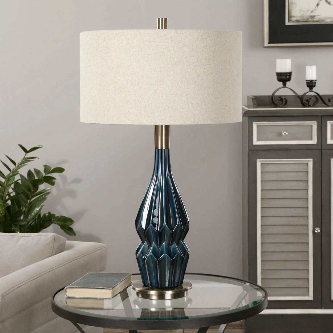 Brand new 🧨 Uttermost Prussian Blue Ceramic Lamp ✨ 4 Uttermost Prussian Blue Ceramic Lamp