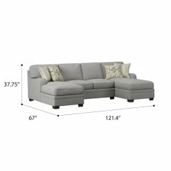Emerald Home Analiese U-shaped Sectional Linen Gray Sectional Pieces