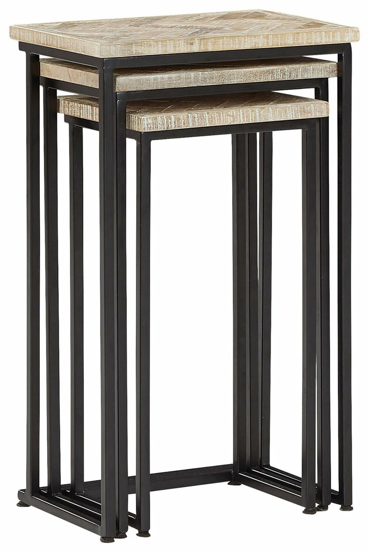 Outlet ✔️ Ashley Furniture Tables Cainthorne - Distressed White/black - Accent Table (3/cn) 🎁 13 Ashley Furniture Tables Cainthorne - Distressed White/black - Accent Table (3/cn)