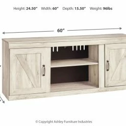 Ashley Furniture TV Stands Bellaby - Whitewash - Lg Tv Stand W/fireplace Option - Small