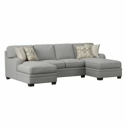 Emerald Home Analiese U-shaped Sectional Linen Gray Sectional Pieces