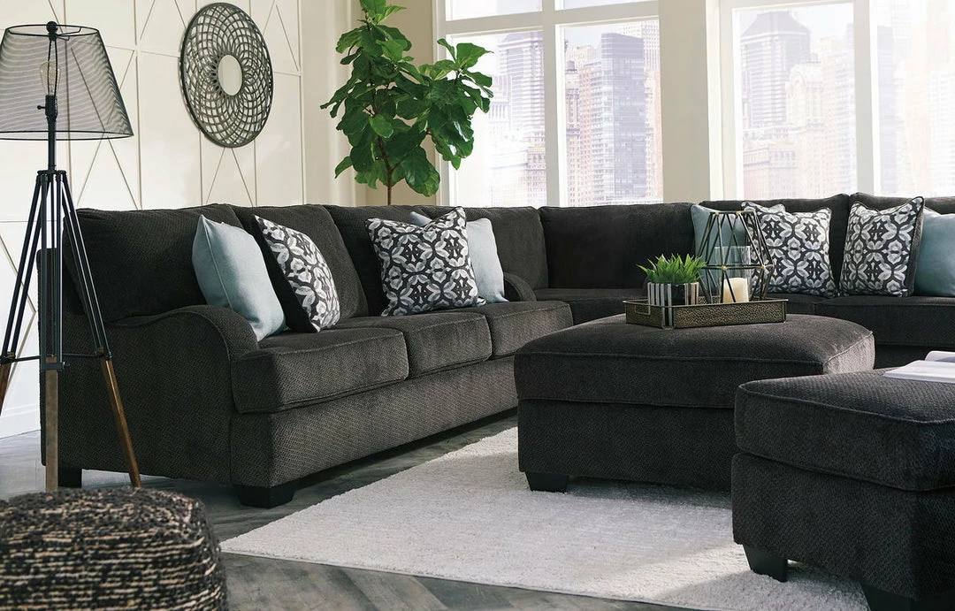 Promo ✨ Benchcraft® Charenton - Charcoal - Sofa, Loveseat, Ottoman With Storage 😀 4 Benchcraft® Charenton - Charcoal - Sofa, Loveseat, Ottoman With Storage
