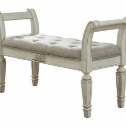 Ashley Furniture Realyn - Antique White - Accent Bench Benches