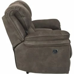 Ashley Furniture Reclining Furniture Trementon - Graphite - Dbl Rec Loveseat W/console