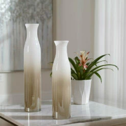 Uttermost Blur Ivory Beige Vases, S/2 Table Decor