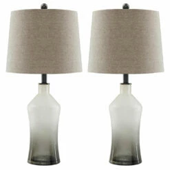 Ashley Furniture Nollie - Gray - Glass Table Lamp (2/CN)