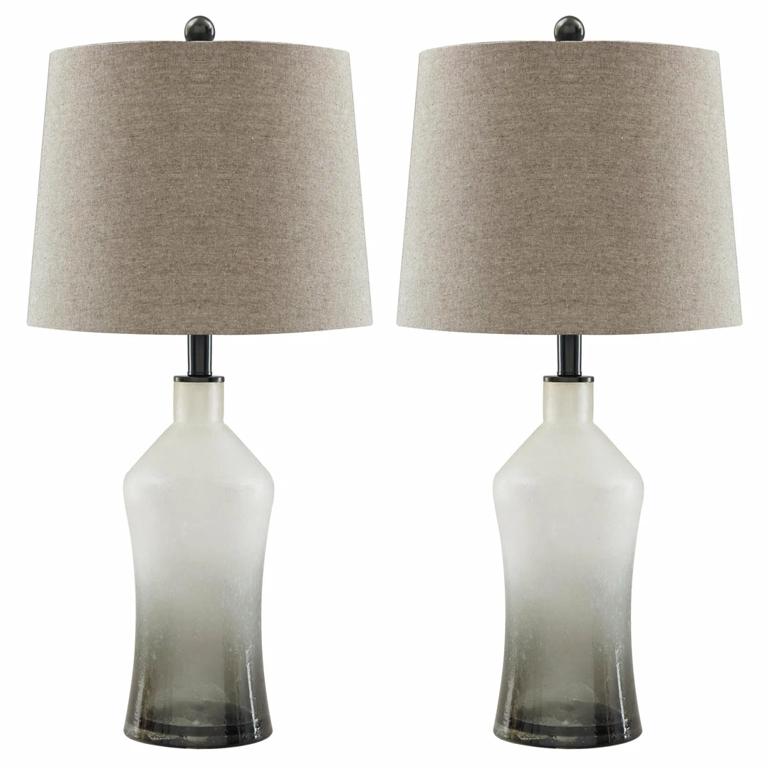 New ✨ Ashley Furniture Nollie - Gray - Glass Table Lamp (2/CN) 🔥 3 Ashley Furniture Nollie - Gray - Glass Table Lamp (2/CN)