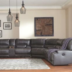 Signature Design By Ashley® Mccaskill - Gray - Power Reclining 3 Pc Sectional Reclining Furniture