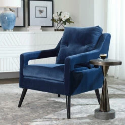 Uttermost O'Brien Blue Velvet Armchair Chairs