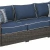 Ashley Furniture Sofas Grasson - Brown/blue - Sofa With Cushion