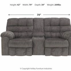 Ashley Furniture Reclining Furniture Acieona - Slate - Dbl Rec Loveseat W/console