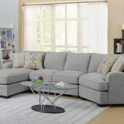 Emerald Home Analiese Sectional Linen Gray Sectionals