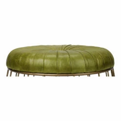 Moe's Home Collection Radcliffe Leather Ottoman Green Ottomans