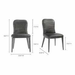 Moe's Home Collection Shelton Dining Chair Nimbus Black Leather-m2 Chairs