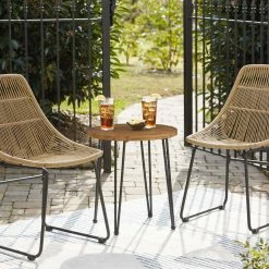 Ashley Furniture Coral - Light Brown/black - Chairs W/table Set (3/cn)