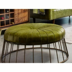 Moe's Home Collection Radcliffe Leather Ottoman Green Ottomans