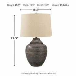 Ashley Furniture Accessories Olinger - Brown - Metal Table Lamp (1/cn)