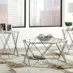 Ashley Furniture Madanere - Chrome Finish - Occasional Table Set (3/cn) Tables