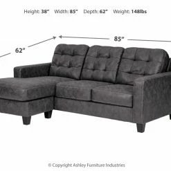 Ashley Furniture Venaldi - Gunmetal - Sofa Chaise