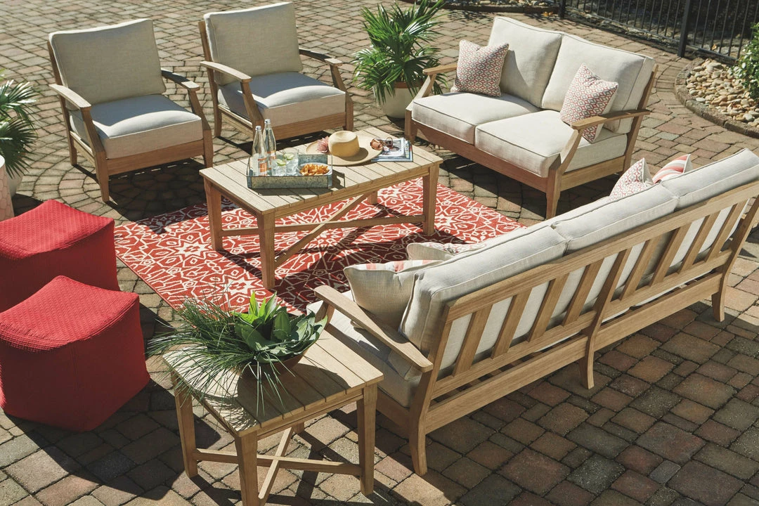 Flash Sale 🤩 Signature Design By Ashley® Clare View - Beige - 4 Pc. - Lounge Set Outdoor Sets ✔️ 3 Signature Design By Ashley® Clare View - Beige - 4 Pc. - Lounge Set Outdoor Sets