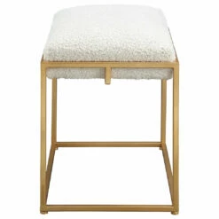 Uttermost Paradox Small Gold & White Shearling Bench