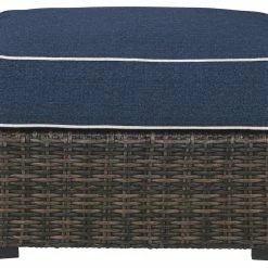 Ashley Furniture Ottomans Grasson - Brown/blue - Ottoman With Cushion