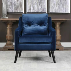 Uttermost O'Brien Blue Velvet Armchair Chairs