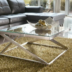 Ashley Furniture Tables Coylin - Brushed Nickel Finish - Square Cocktail Table