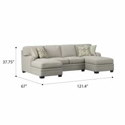 Emerald Home Analiese U-shaped Sectional, Ivory Tan