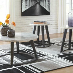 Ashley Furniture Luvoni - White/dark Charcoal Gray - Occasional Table Set (3/cn)