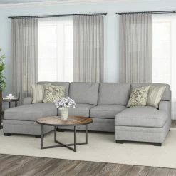 Emerald Home Analiese U-shaped Sectional Linen Gray Sectional Pieces