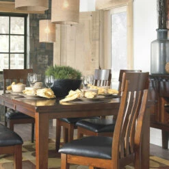 Signature Design By Ashley® Dining Room Sets Ralene - Ultimate Best In Class Rectangular Dining Room Extension Table, 4 Upholstered Side Chairs, Upholstered Bench