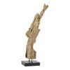 Moe's Home Collection Natural Teak Wood Sculpture On Black Marble Stand Medium Table Decor