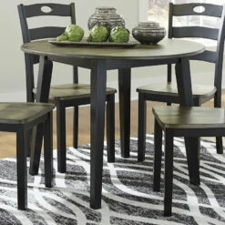 Ashley Furniture Froshburg - Black - Round Drm Drop Leaf Table Tables