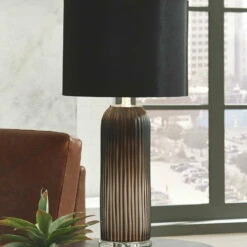 Ashley Furniture Abaness - Black - Glass Table Lamp (2/cn) Accessories