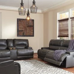 Signature Design By Ashleyยฎ Reclining Furniture McCaskill - Contrast - 2 Seat Reclining Power Sofa, Double Reclining Power Loveseat With Console, Wide Seat Power Recliner