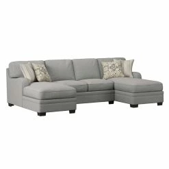 Emerald Home Analiese U-shaped Sectional Linen Gray Sectional Pieces