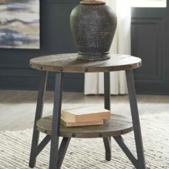 Ashley Furniture Tables Haffenburg - Medium Brown - Round End Table