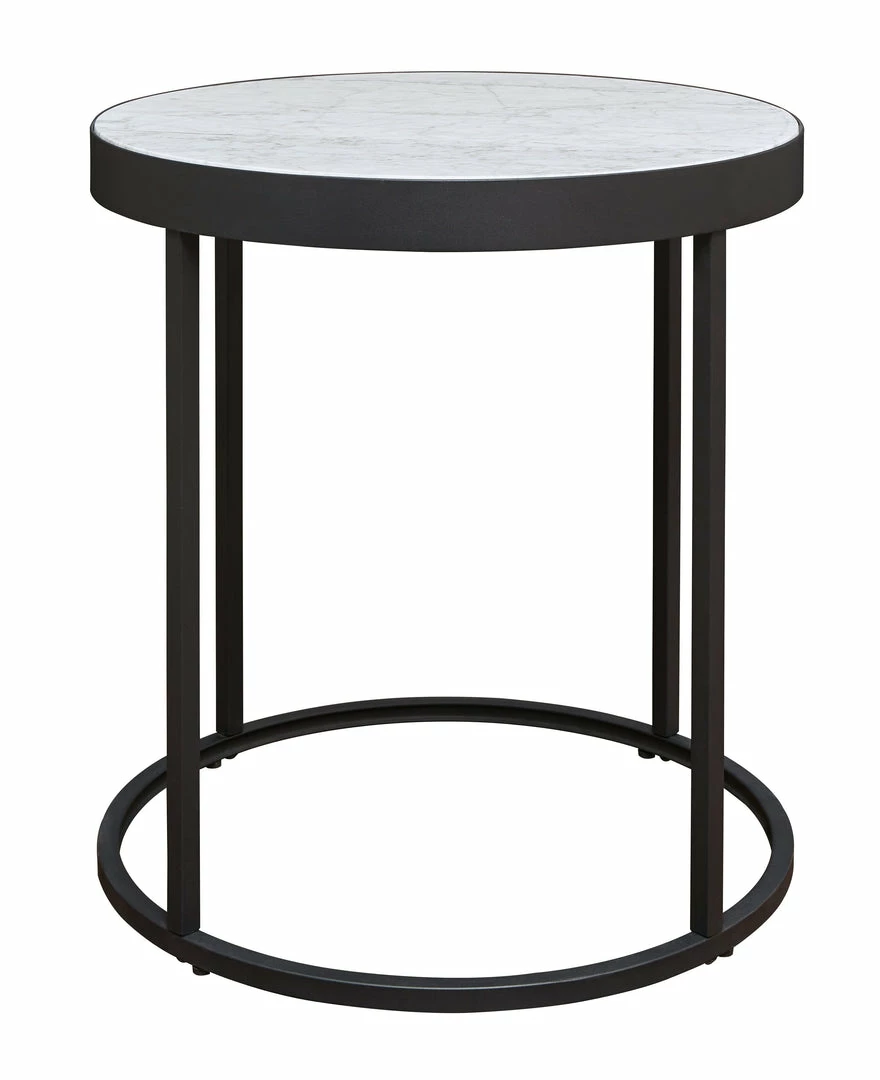 Promo 😀 Signature Design By Ashley® Windron - Black/white - Round End Table Tables 🛒 5 Signature Design By Ashley® Windron - Black/white - Round End Table Tables